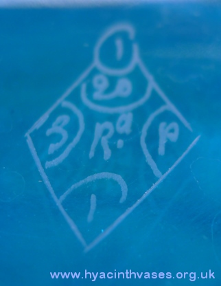 Stevens and Williams Princess hyacinth vase diamond registration mark