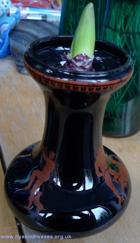 black painted terracotta hyacinth vase