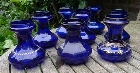 cobalt blue squat hyacinth vases