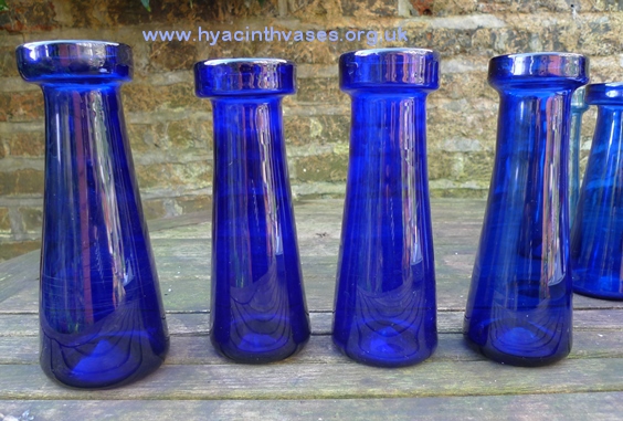 antique tall blue hyacinth vases