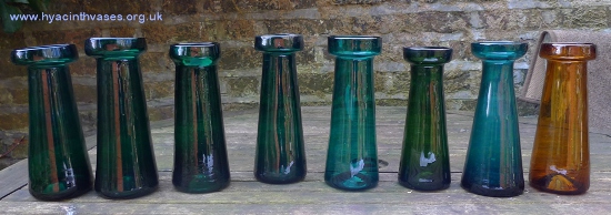 antique tall green hyacinth vases