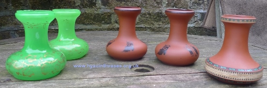 antique squat hyacinth vases